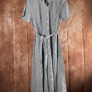 Tommy Hilfiger Striped Shirt Dress Belted NWT Size 14